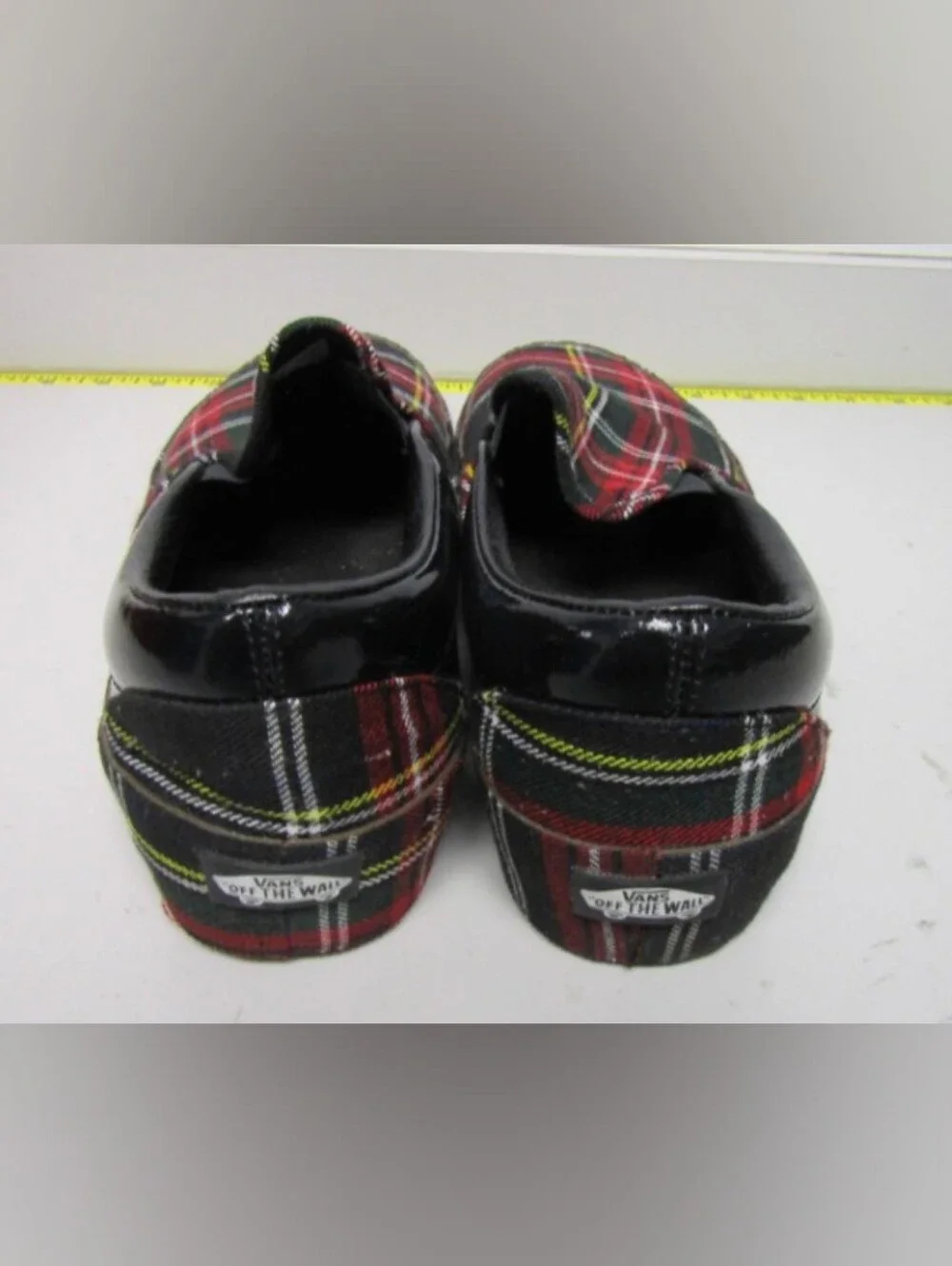 Vans Classic Slip-On Platform Patent Plaid Size M8 W9.5 Used Exc